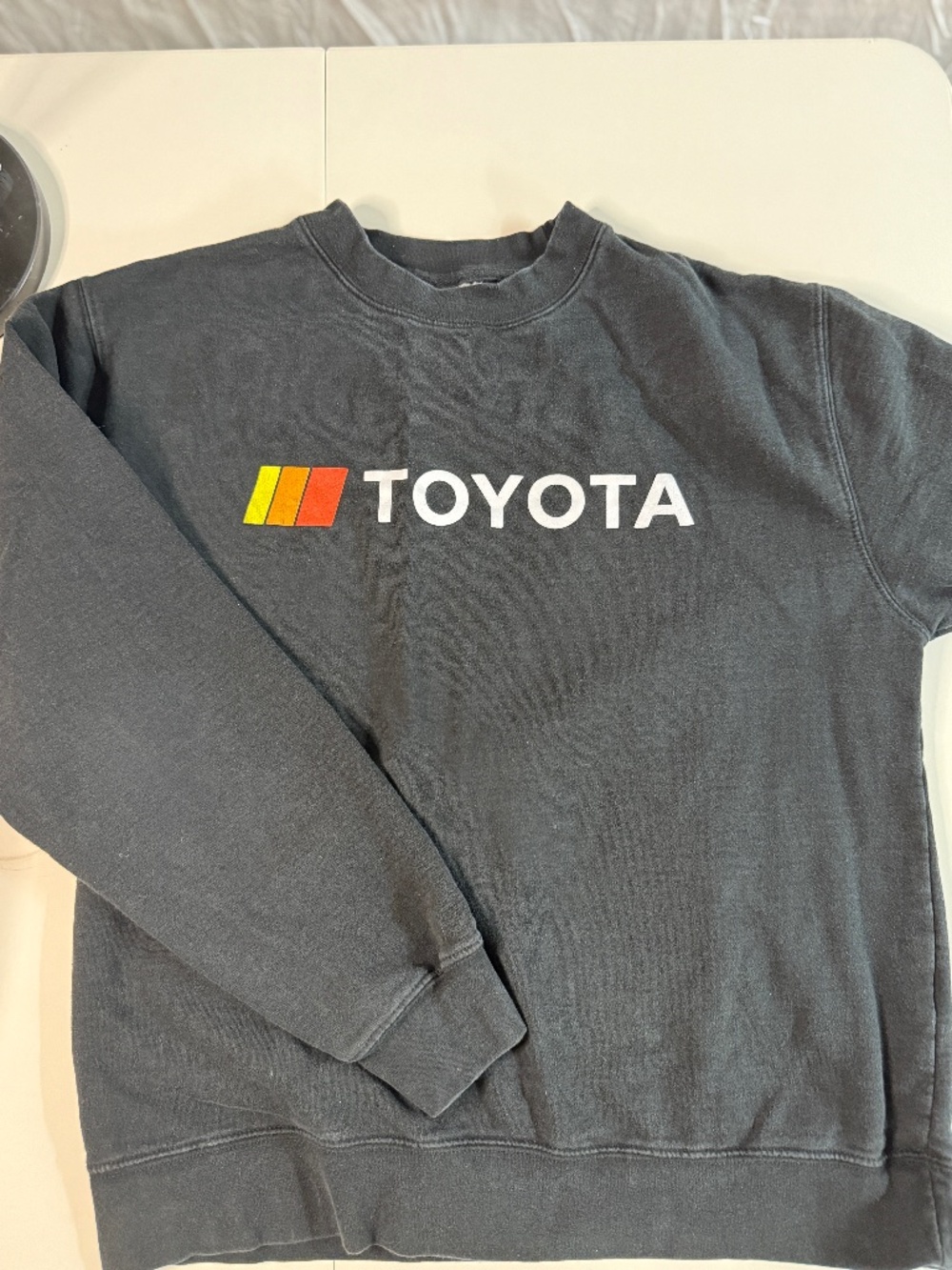 Vintage Toyota Racing Crewneck Sweatshirt Medium Black Retro Graphic Pullover